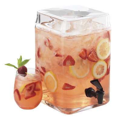 Distributeur de boissons carré en verre et pot à infusion