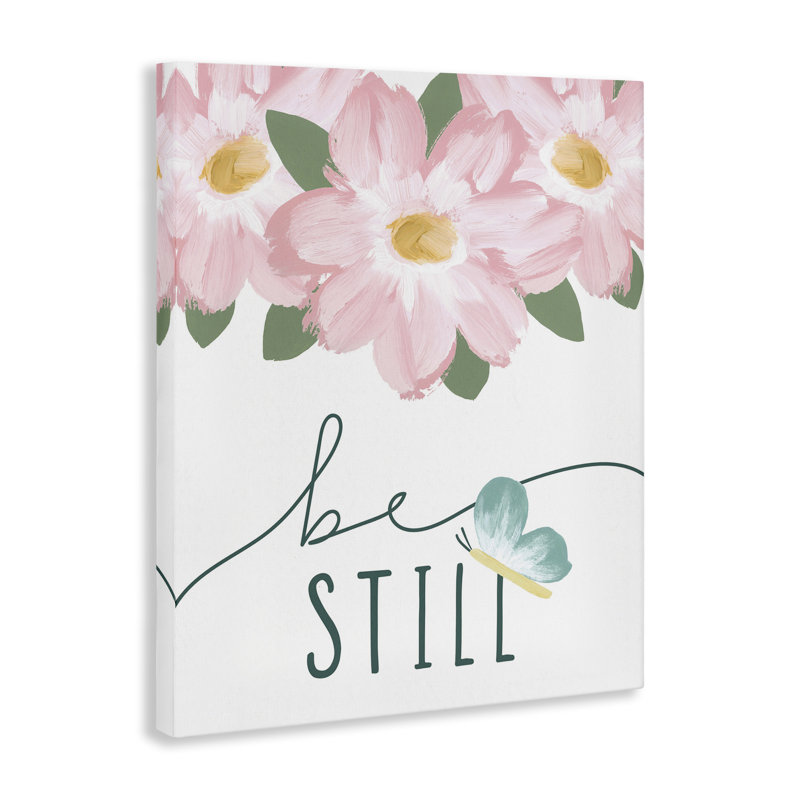 «Be Still with Florals», art mural sur toile par Blue Chair Blessing, H 20 po x l 16 po