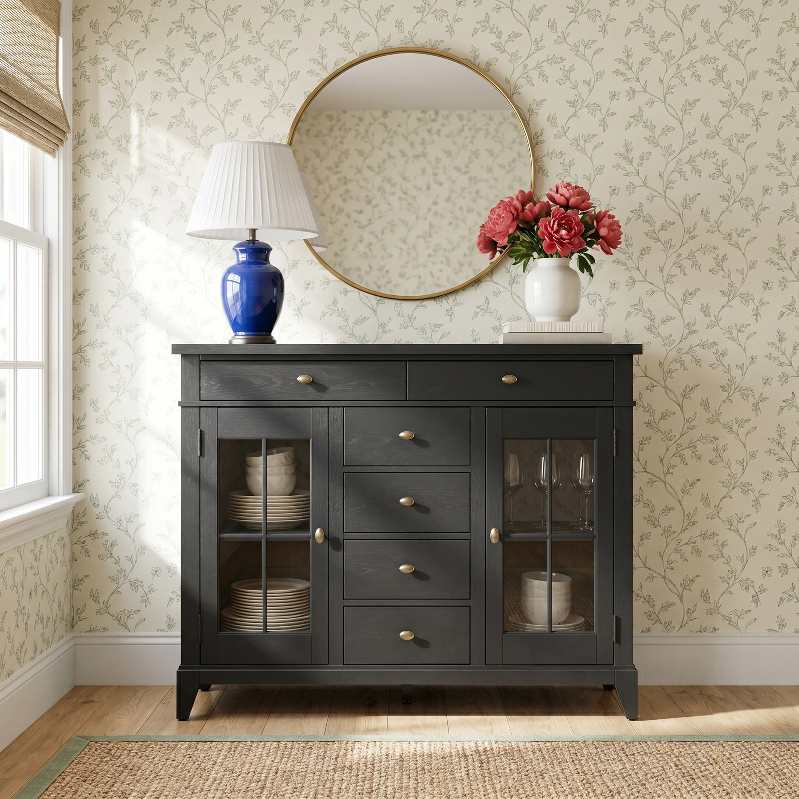 Mya 56" Sideboard Cabinet, Black