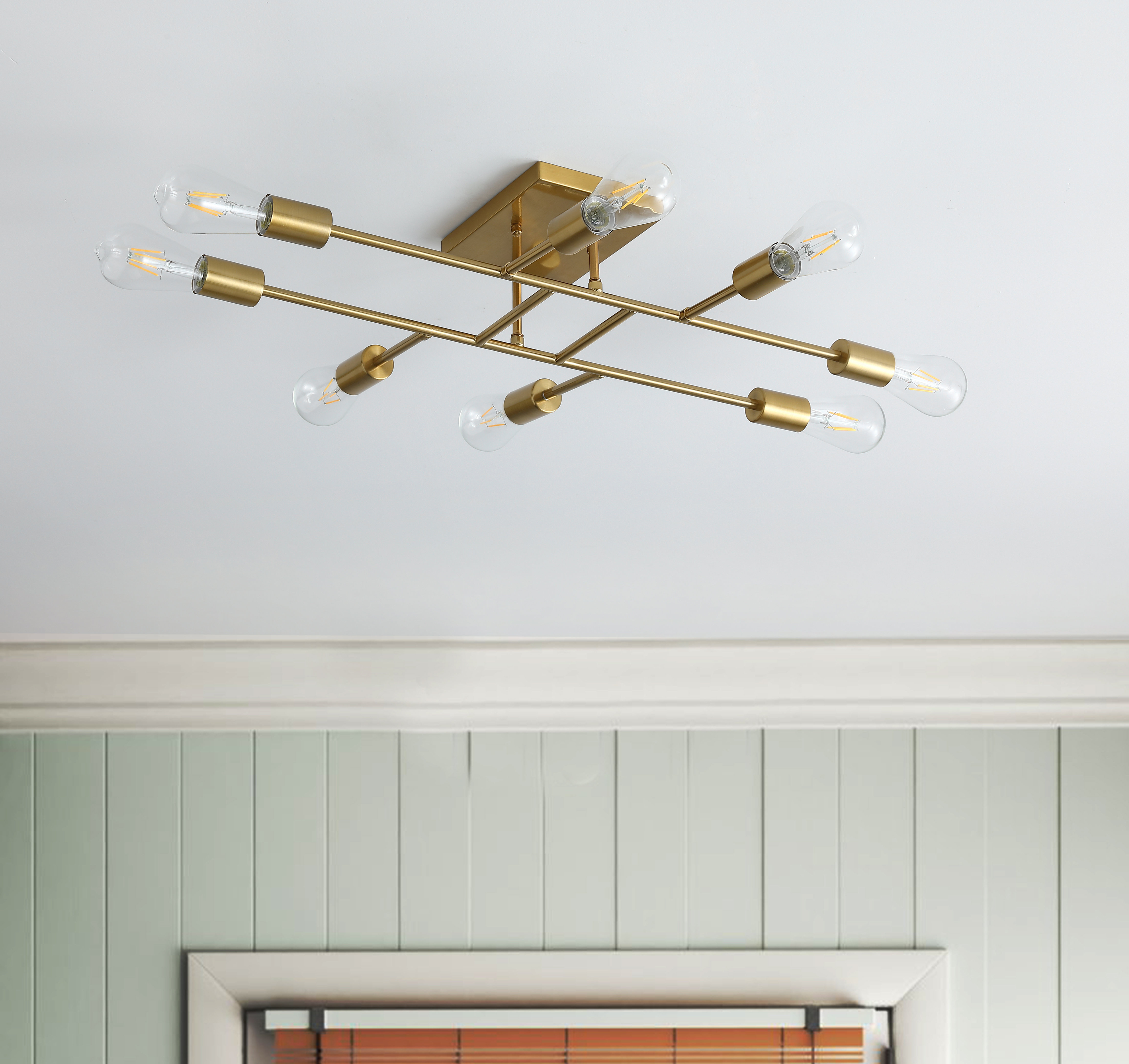 Everly Quinn Dmarco 8 - Light 28'' Sputnik Modern Linear Semi Flush ...