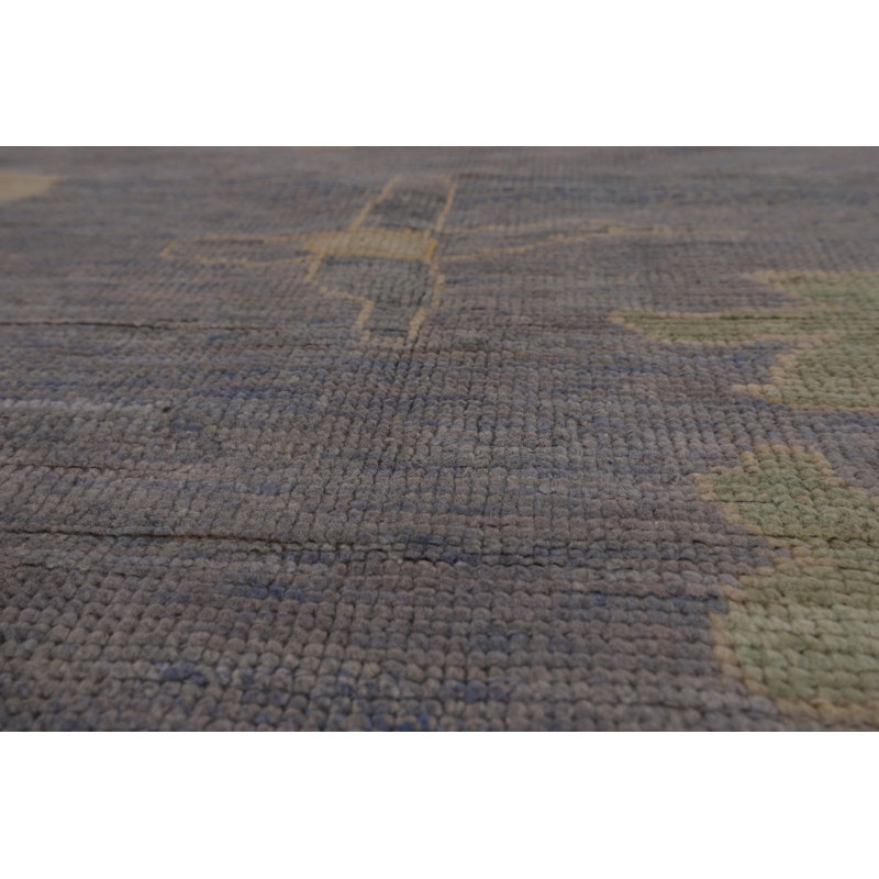 Blue Handmade Oushak Vegetable Dye Turkish Large Rug 10x14