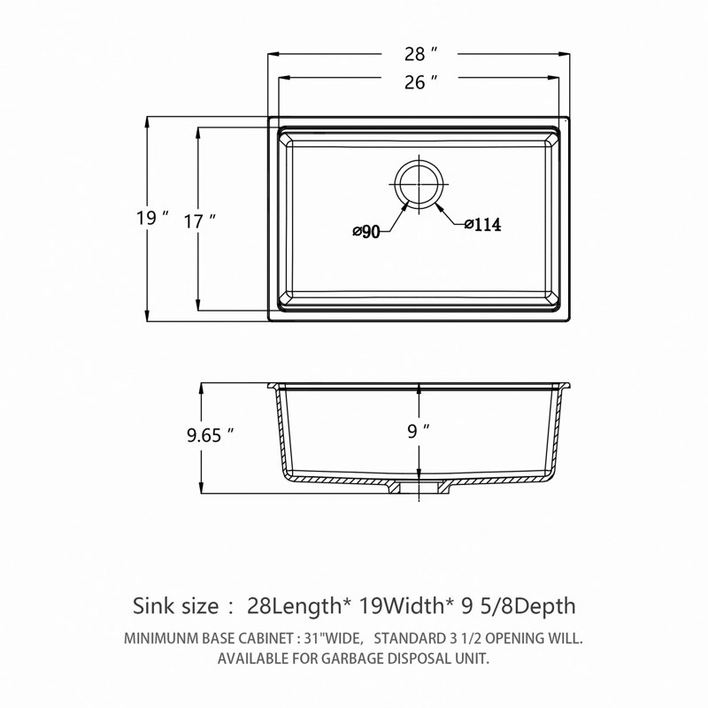 Évier de cuisine en quartz, évier de cuisine encastré en granite, Noir