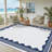 Outdoor Rug 9x12 Scalloped Waterproof Patio RV Outdoor Rugs Reversible Foldable Plastic Straw Rug Modern Camping Carpet for Deck Camper Porch Balcony Backyard Picnic Beach Dark Blue-1418420037-1418420035