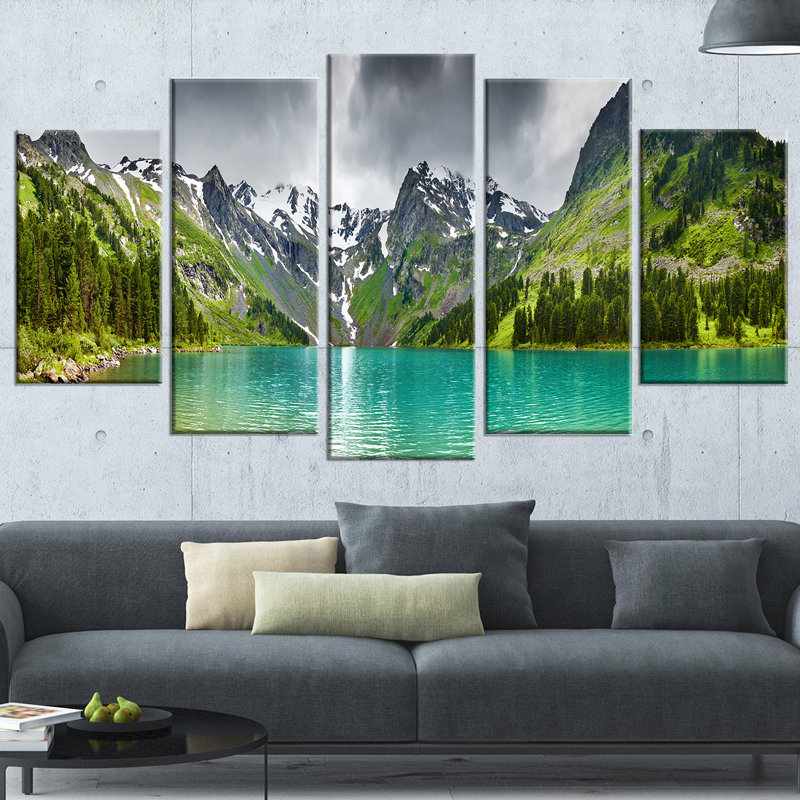 « mountain lake panorama », ensemble de 5 reproductions d’art sur toiles tendues