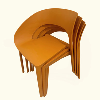 Polypropylene Single-Side Chair- One-Piece Design For Indoor & Outdoor Use,Suitable For Living Rooms, Dining Rooms, Gardens, Terraces And Other Scenarios  (Set Of 4)