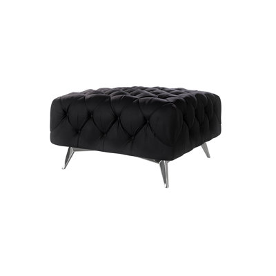 Chesterfield Footstool Bixby with Silver Metal Legs