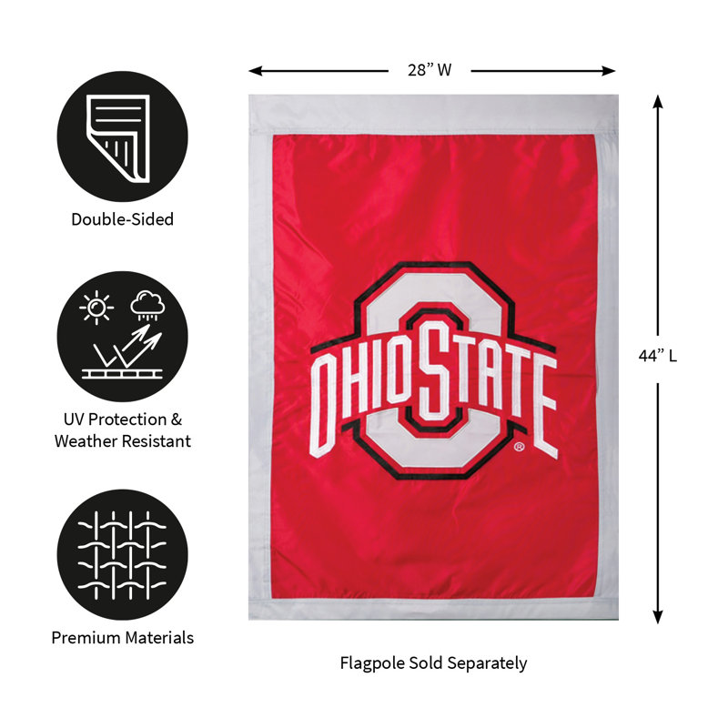 Drapeau de la NCAA Team NCAA Ohio State, H 18 po x l 12,5 po
