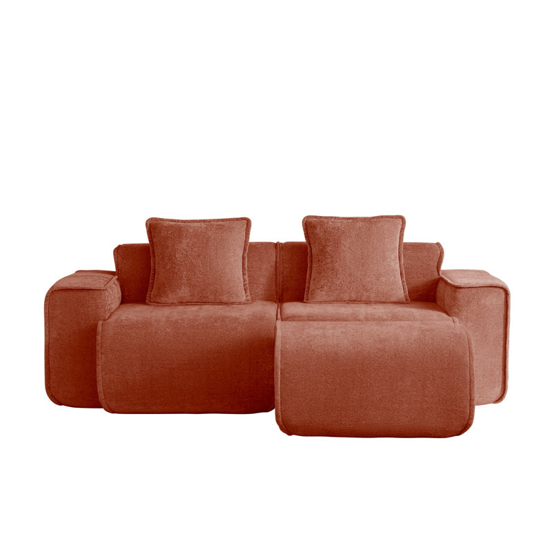 Canapé modulaire Red Velvet - Canapé en L avec repose-pieds, sans assemblage requis