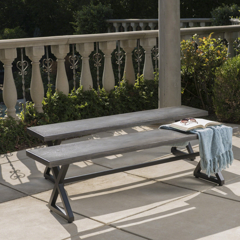 Banc de pique-nique extérieur en aluminium Lal, Gris