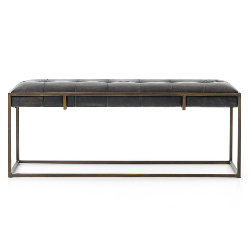 Oxford Leather Bench, Rialto Ebony Top Grain Leather