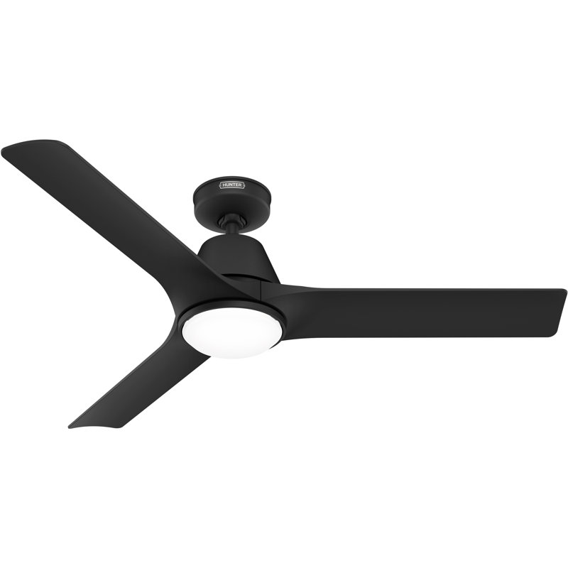 Hunter 52 Inch Aeronaut  Wi-Fi ENERGY STAR® Damp Rated Ceiling Fan With Lights And Remote, Matte Black, Matte Black