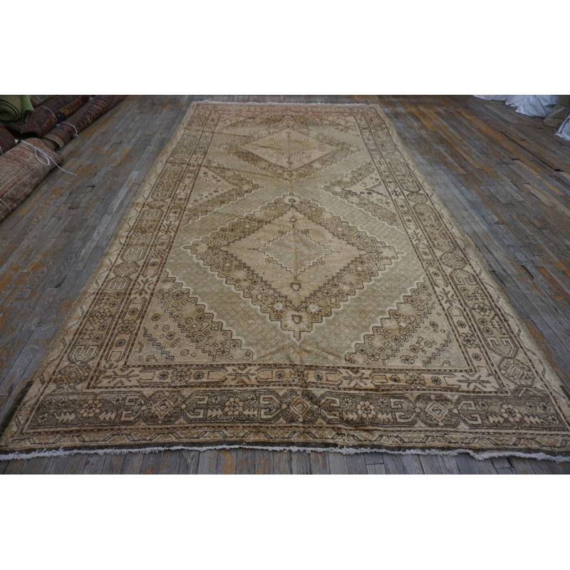 Tapis Khotan antique en laine crème tissé à la main