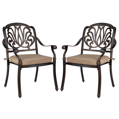 Chaise de salle à manger d'extérieur empilable en métal avec coussin Chisum