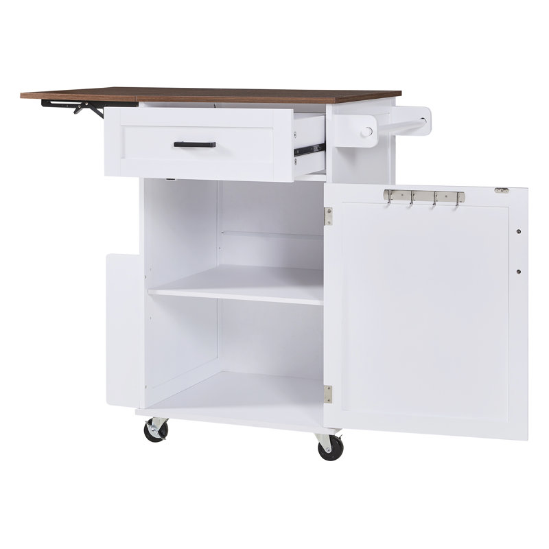 Chariot pour îlot de cuisine avec abattant Farmhouse Kitchen, Blanc