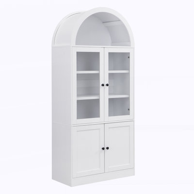 Grande armoire de rangement arquée avec portes en verre trempé