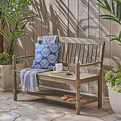Modern Patio Bench With Back And Arm