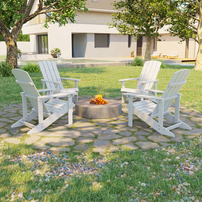 Patio Plastic Lightweight Adirondack Chair for Poolside Backyard Lawn