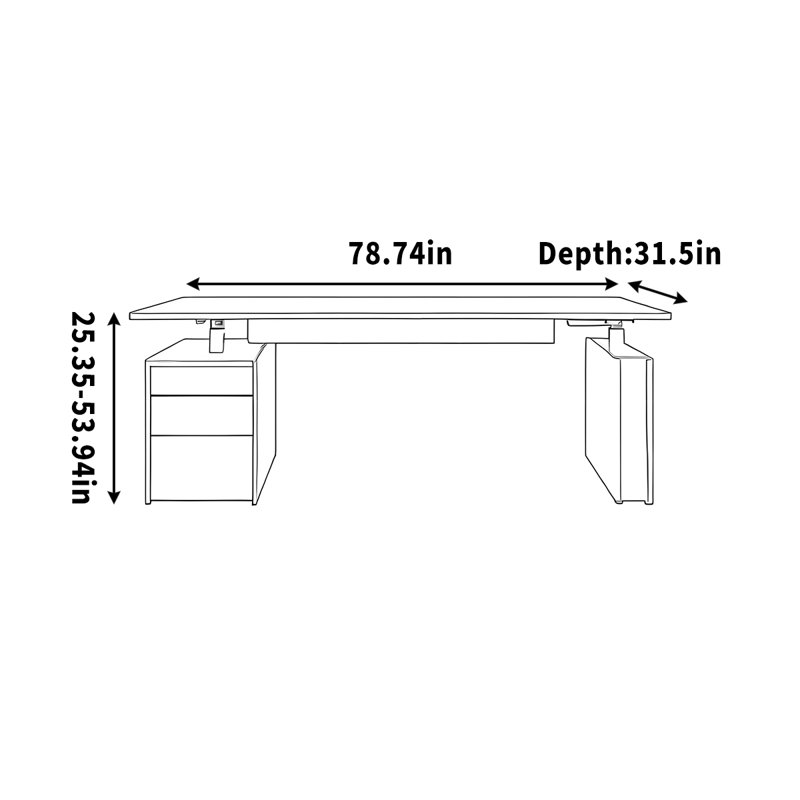 Clust, H 53,94 po x l 78,74 po x P 31,5 po, Noir
