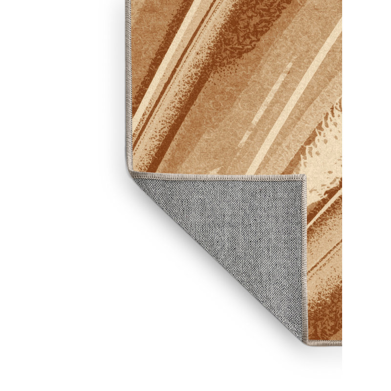 Tapis beige rustique abstrait lavable à la machine en jacquard Pampas, 6 X 9