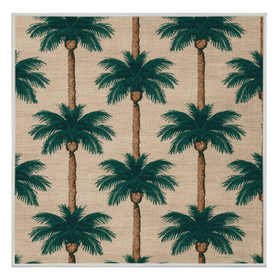 Washable Coconut Palm Grove Coastal Area Rug