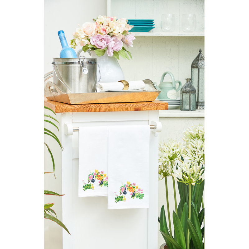 Serviette Bunny & Duck, Blanc / vert / lapin rose et canard