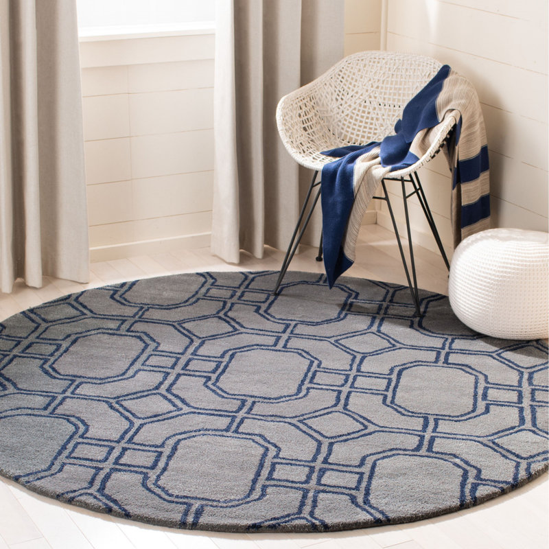 Deedre Hand Tufted Wool & Viscose Geometric Rug, Round 6'