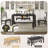 6-Piece Vintage Rectangular Extendable Dining Table Set,With 4 Ergonomic Upholstered Chairs And 1 Bench,A 12-Inch Removable Middle Leaf,Elegant Curved Legs,Easy Assembly-280567636-280567599