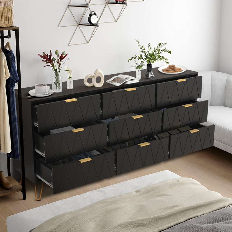 Telfair 58.9'' W 9 - Drawer Dresser, Black
