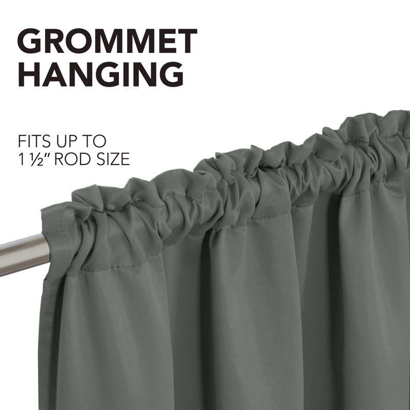 Deconovo 100 Percent Blackout with Liner Rod Pocket Curtain Panel Pair, 52" W x 54" L, Dark Gray