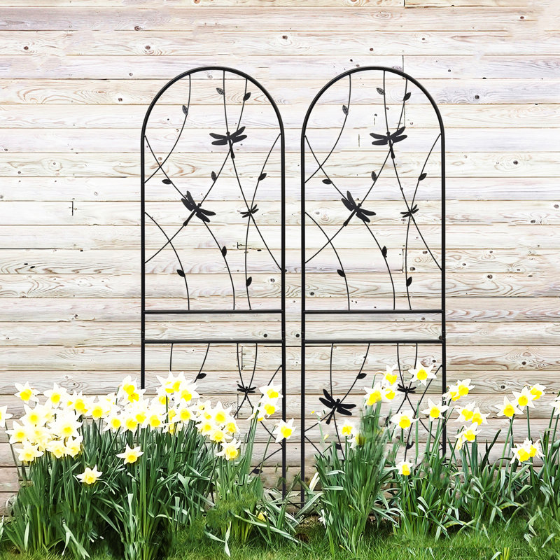 Treillis de jardin en métal 71 po x 19,7 po, 4 unités, antirouille pour l'extérieur, noir, facile à assembler pour l'extérieur 4 jardins en treillis de 71 po x 19,7 po, support, à assembler