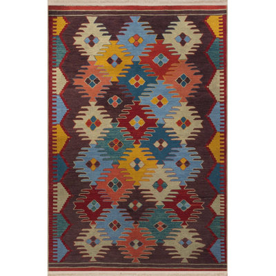 Multi Color Geometric Motif Pattern Creative Vintage Decorative Machine Washable Area Rug