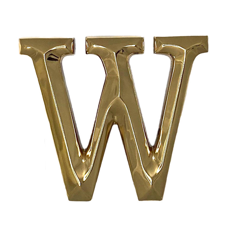 Heurtoir de porte lettre monogramme, Laiton, W