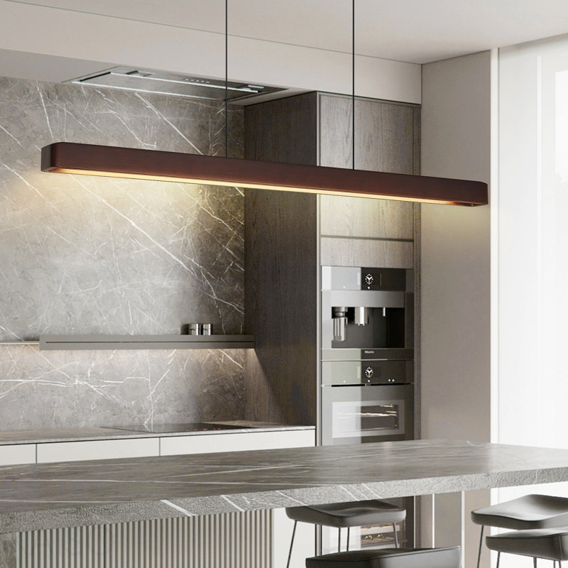 Luminaire suspendu moderne en bois de noyer de 39 pouces, lumière réglable réglable pour la salle à manger, la cuisine et le salon - Finition de couleur noyer élégante