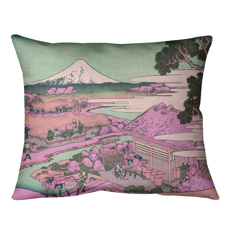 Coussin lombaire en plantation de thé katakura, 14 po x 10 po, Rose, Duvet synthétique