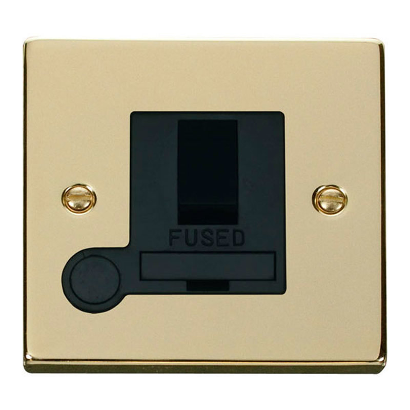 Polished Brass 13A Fused Connection Unit Switched With Flex