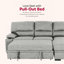 Canapé-lit modulaire de luxe avec rangement et porte-gobelets, gris