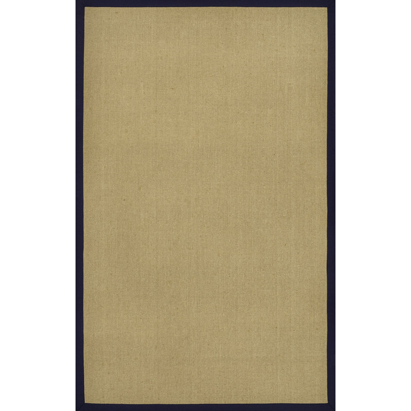 Locklin Farmhouse Cottage Border Jute Natural/Navy Rug, Rectangle 7'8" x 10'