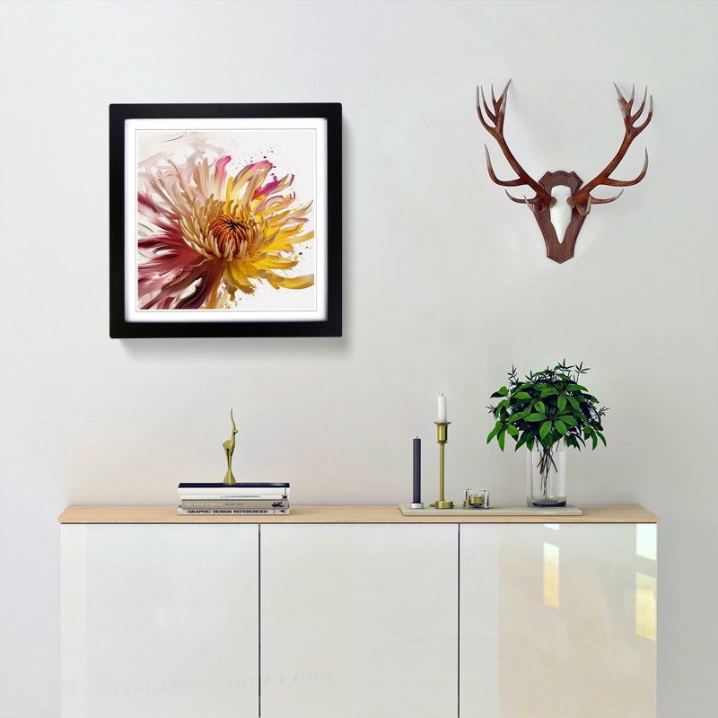 Chrysanthemum Gestural Art - Framed Print, Black