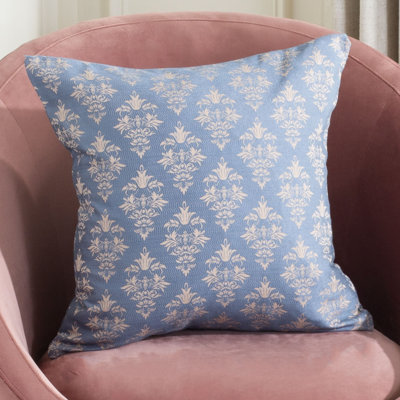 Seanna Damask Cotton Reversible Throw Pillow