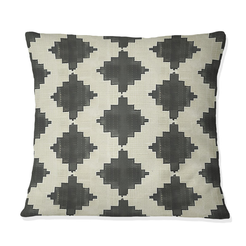Houndstooth beige moderne - Coussin décoratif moderne, H 16 po x l 16 po