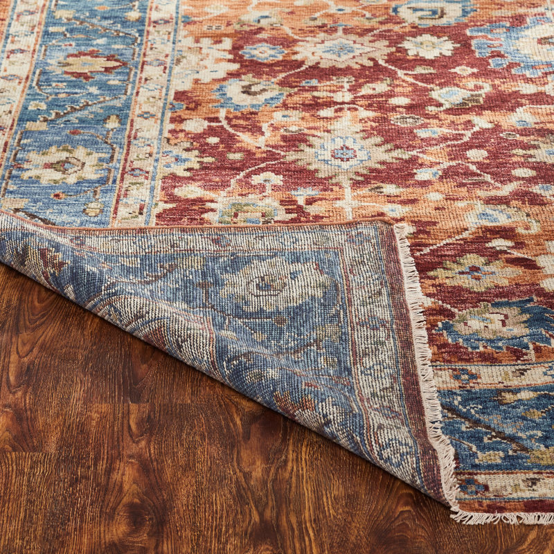 Wool Area Rug in Red, Rectangle 9' x 12'