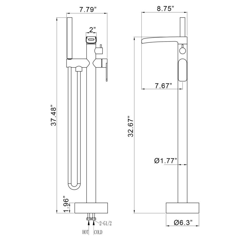 Oil Rubbed Bronze Freestanding Tub Filler with Hand Shower