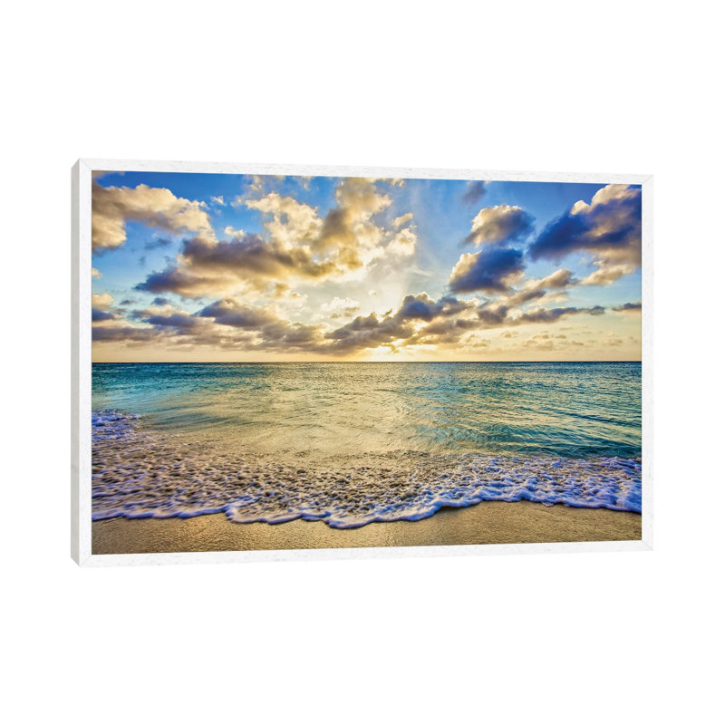 Golden Shimmer by Mark Paulda - Print on Canvas, 66.04cm H x 101.6cm W x 3.81cm D, White Floater Framed