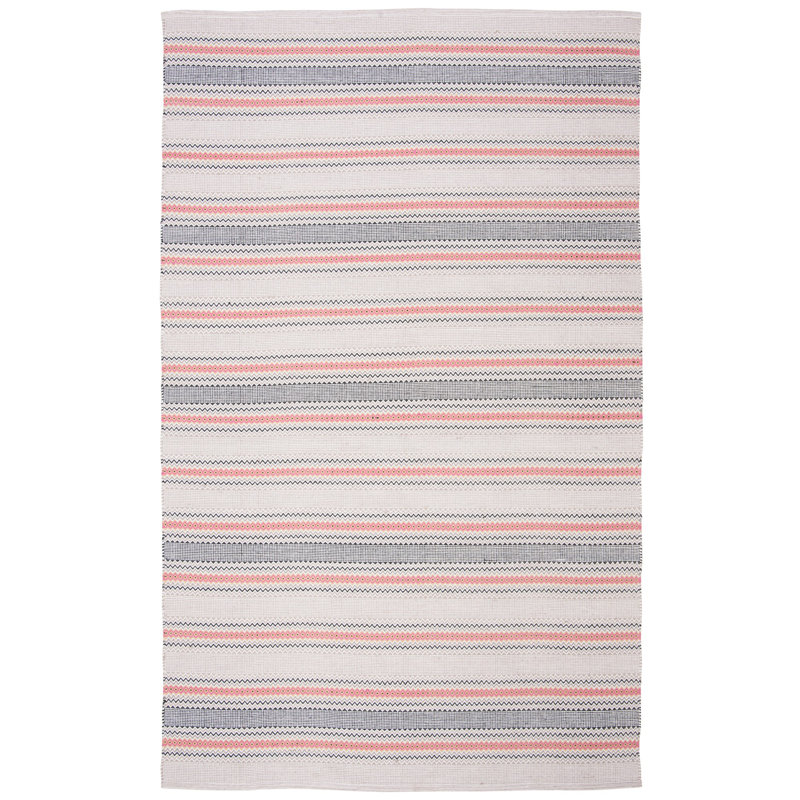 Tapis rayé en coton tissé à la main Breckenridge, Rectangle 6 pi x 9 pi