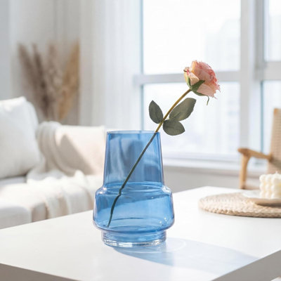 Blue Glass Flower Vase