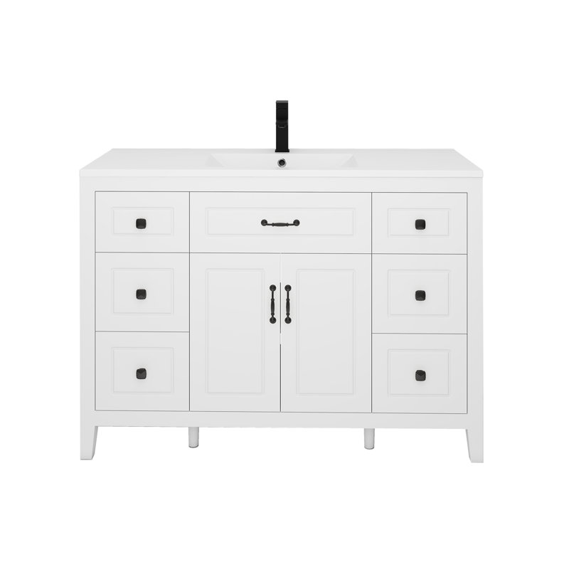  Transformez votre espace: meuble-lavabo blanc de 48 po avec lavabo en résine - moderne, durable et prêt à installer, Blanc