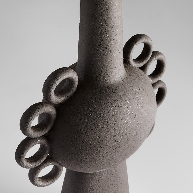 Ringlets Handmade Ceramic / Porcelain Table Vase, 22.5" H x 10.75" W x 5" D, Black