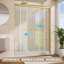Porte de douche coulissante double 56 "- l 60" x H 75 "avec cadre en aluminium brossé moderne et verre trempé 5/16"