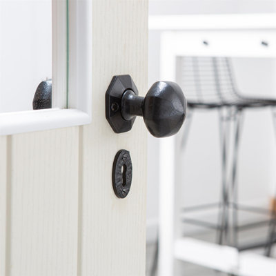 Hammer & Tongs - Octagonal Rim & Mortice Door Knob - W60mm - Black