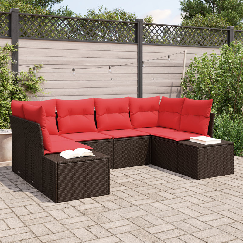Ensemble de canapé de jardin avec coussin 6 pièces vidaXL, Brun